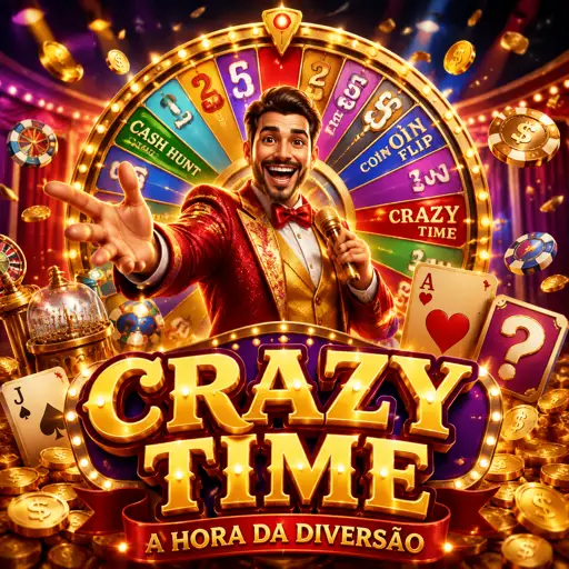 Apresentador do game show Crazy Time girando a roda de bônus