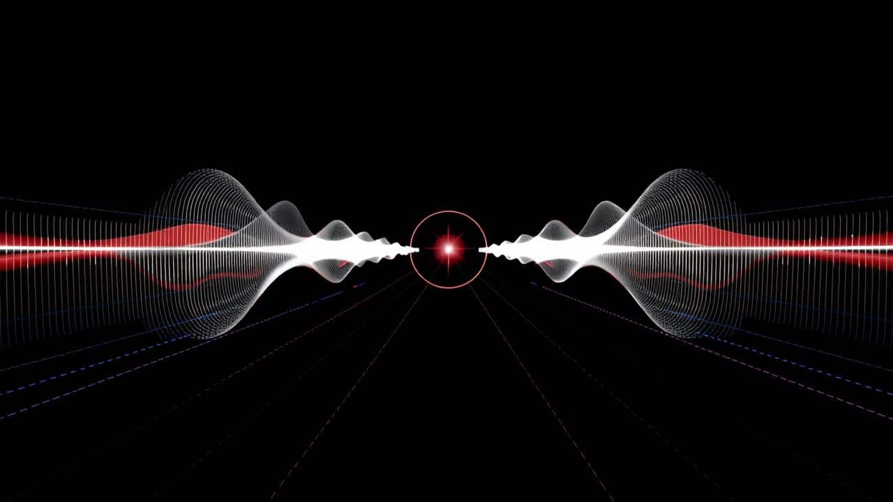 Diagrama de áudio 3D envolvendo o ouvinte com ondas sonoras