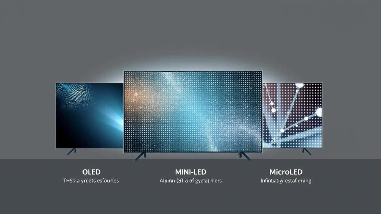 Comparativo visual de telas OLED, Mini-LED e MicroLED
