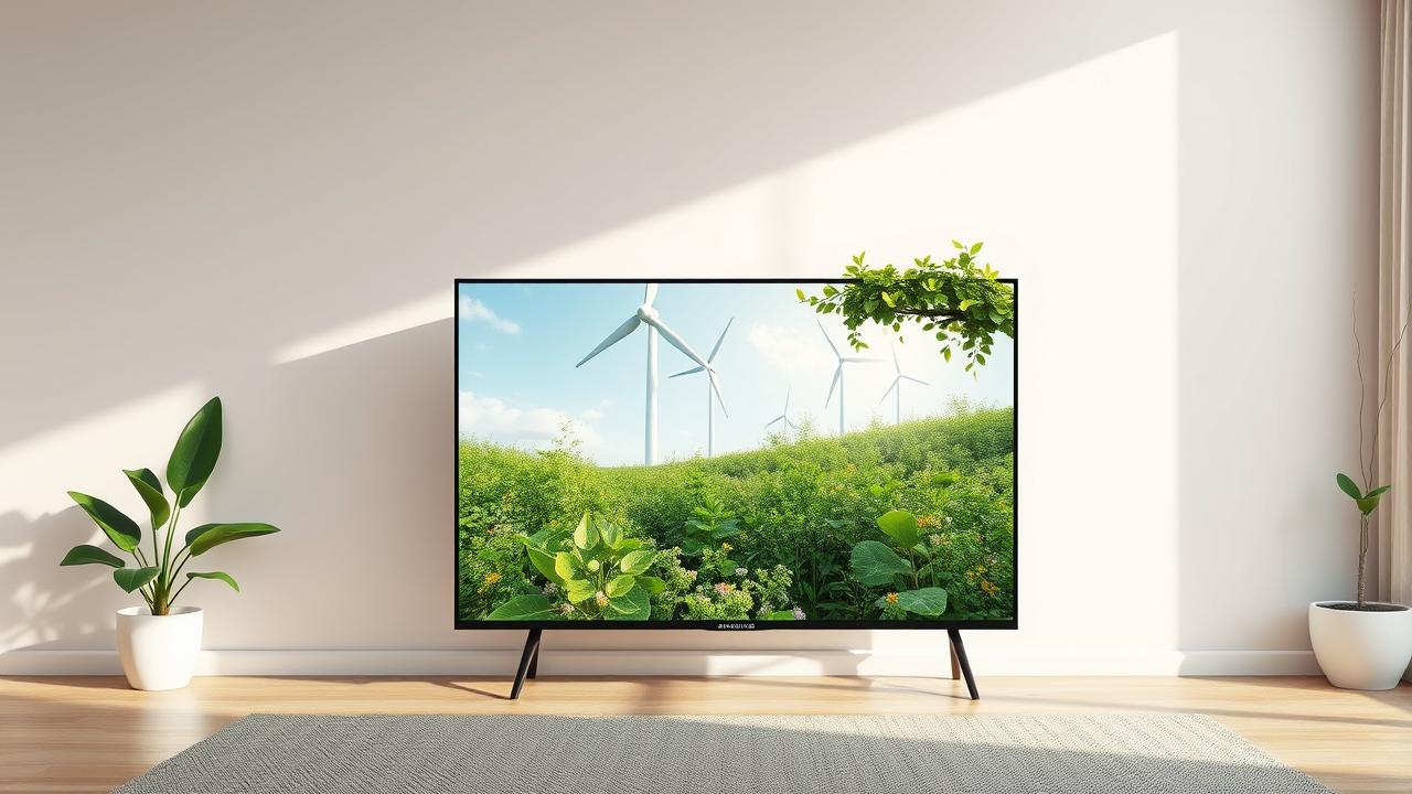 TV 4K com elementos de sustentabilidade.