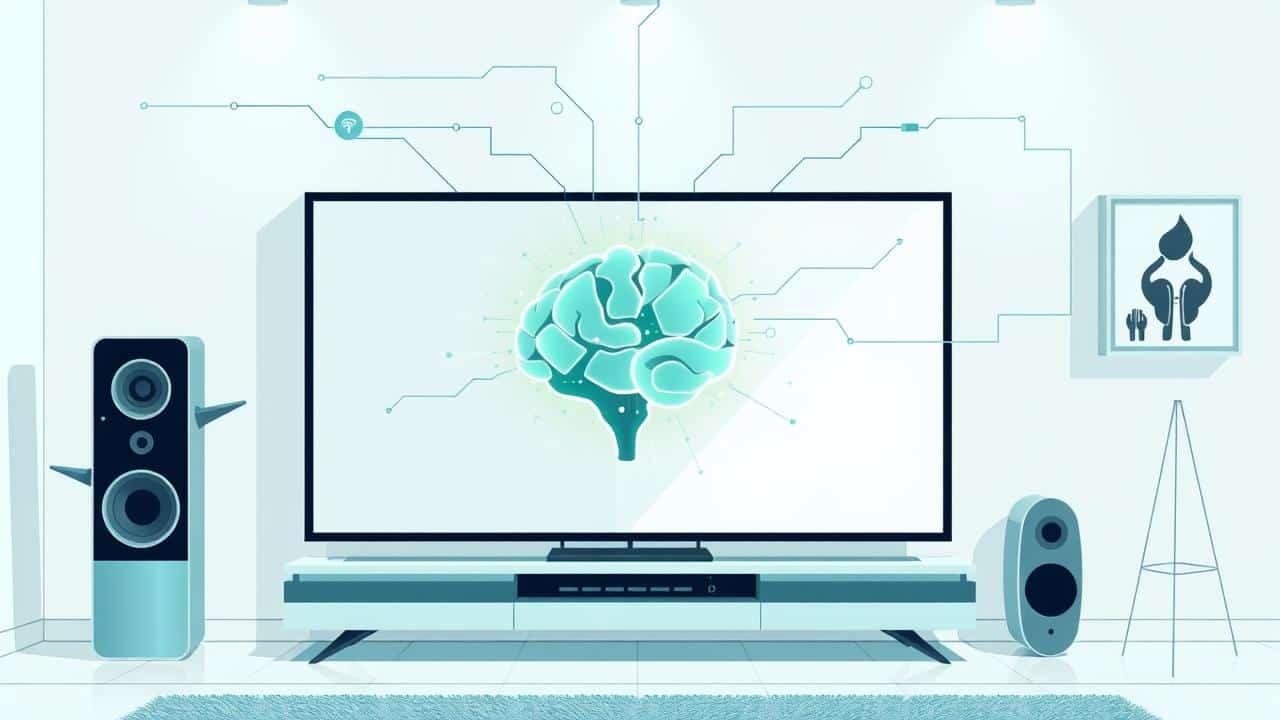 TV inteligente com IA e casa conectada