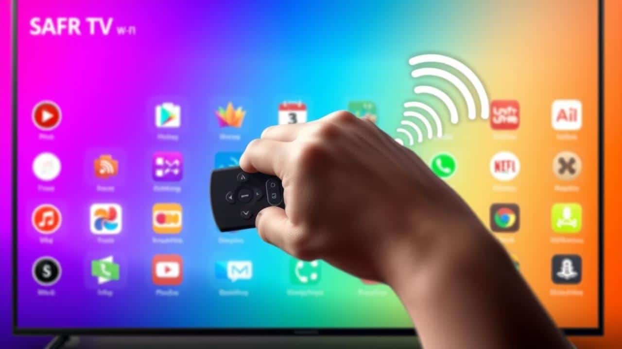 Interface de uma Smart TV com aplicativos de streaming.