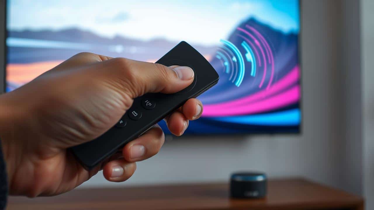 Controle remoto Fire TV com Alexa ativada.