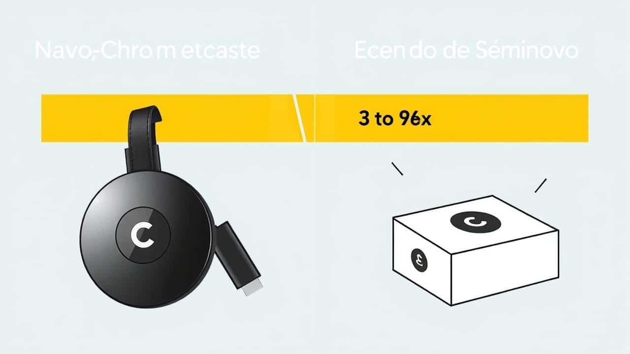 Gráfico comparando Chromecast novo e usado, destacando a diferença de preço.