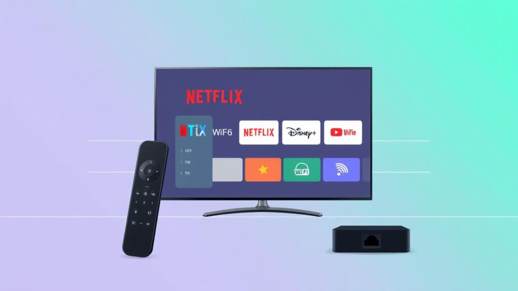 Conectividade Wi-Fi 6 e interface intuitiva de TV Box com apps de streaming.