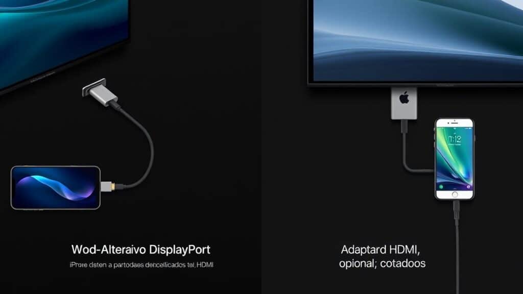 Conexões com fio de smartphone (USB-C e Lightning) a TVs.