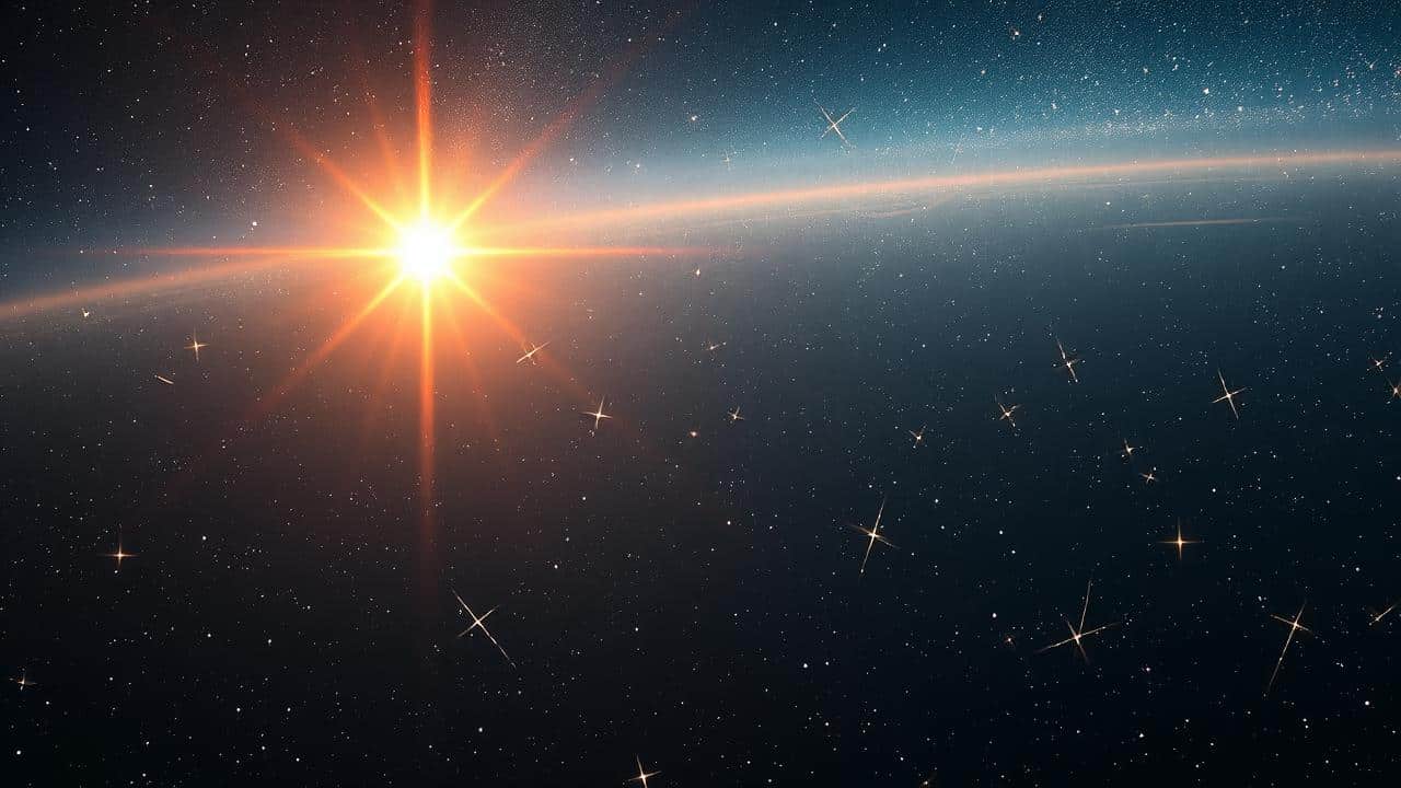 Arte conceitual de uma constelação de estrelas e formas abstratas douradas, simbolizando prêmios e excelência.