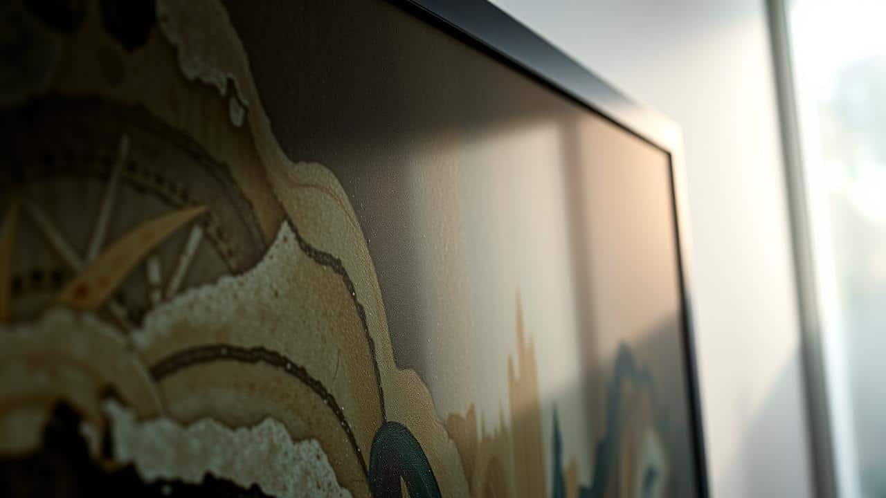 Tela Matte Antirreflexo da The Frame exibindo arte digital