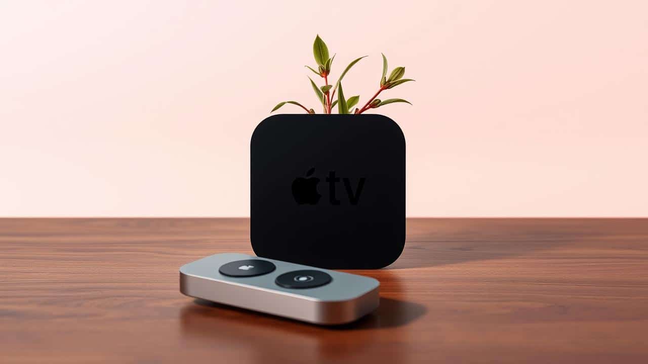 Ilustração de um controle remoto da Apple TV sofrendo interferência de um roteador Wi-Fi.