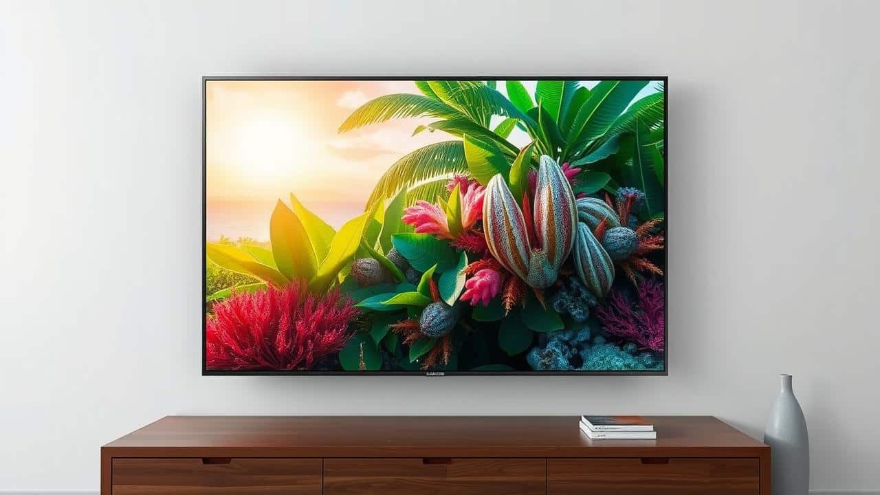 Qualidade de imagem QLED 4K da The Frame com cena de natureza