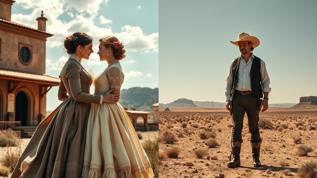 Montagem de cenas de 'Elisa y Marcela' e 'Ataque dos Cães'.