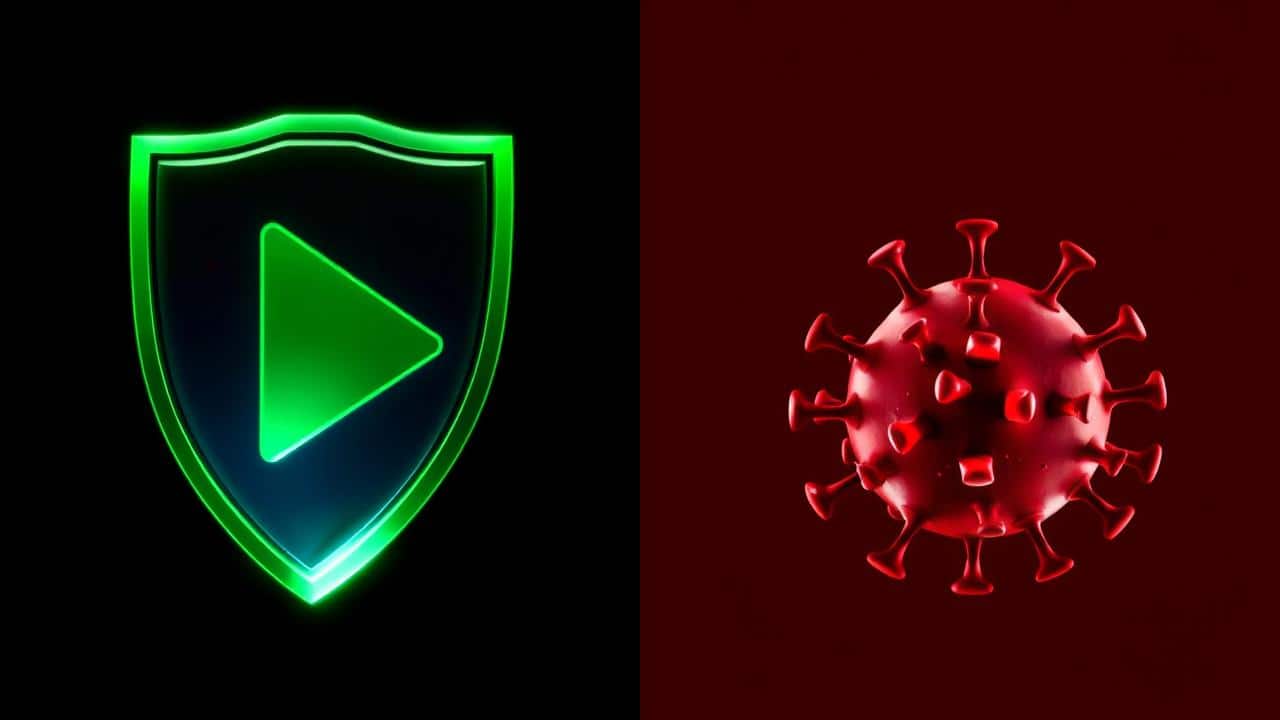 Representação comparativa de entretenimento legal (escudo) e ilegal (caveira).