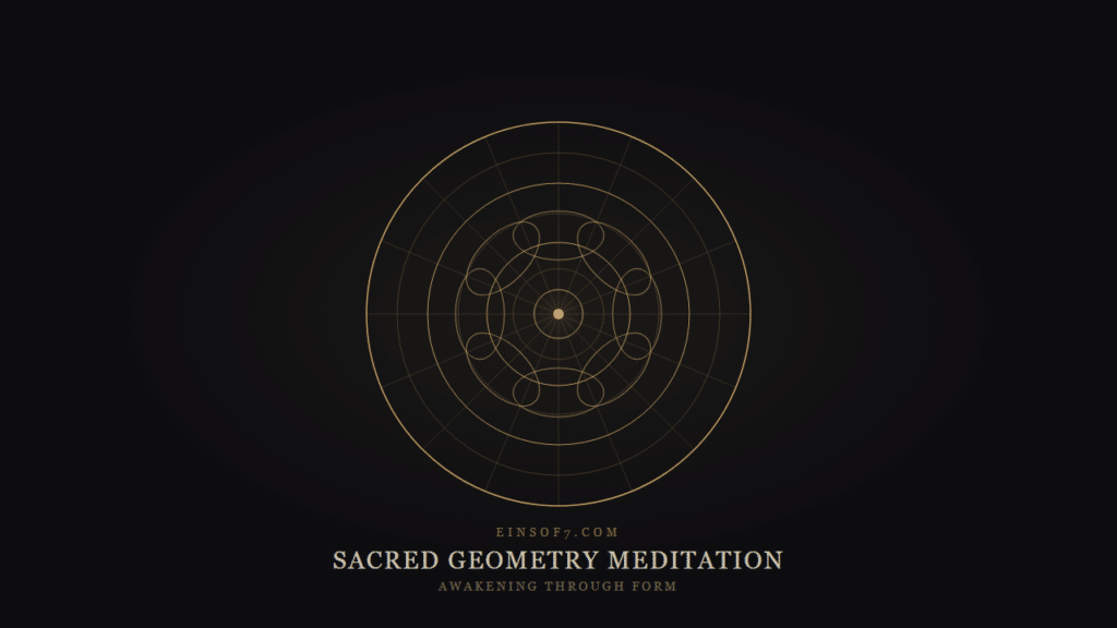 Sacred geometry meditation mandala — concentric rings and lotus petals for awakening