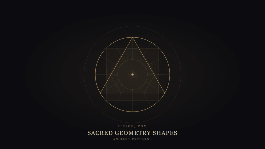 Sacred geometry shapes — circle triangle square and hexagon ancient mathematical patterns
